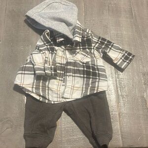 2 piece jogger and plaid set